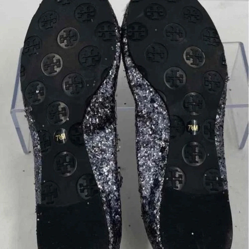 Tory Burch Glitter Ballet Flats Sparkle Shoes Women's Size 7.5M